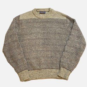 Vtg LOBO Pendleton Christmas Sweater Men Medium Beige Knit Wool Hipster USA Made